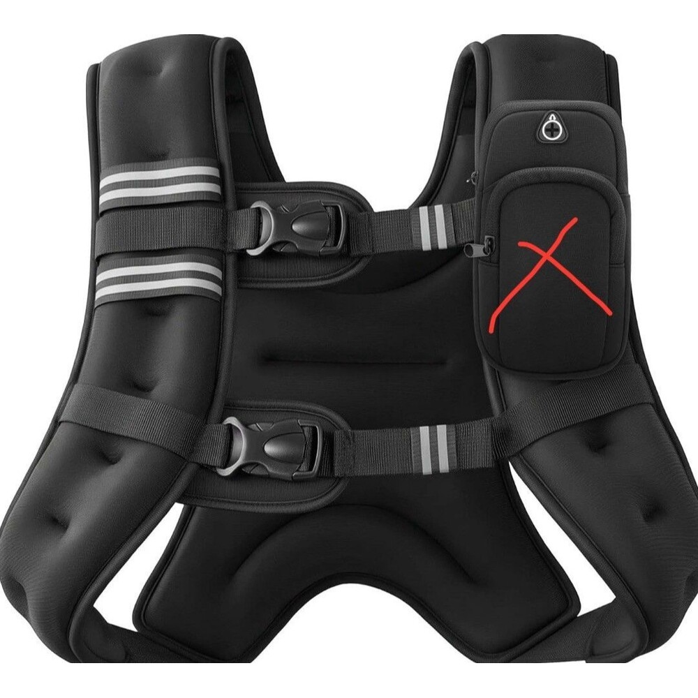ZELUS Weighted Vest 16lb Black Adjustable Fitness Strength Running Workout Vest